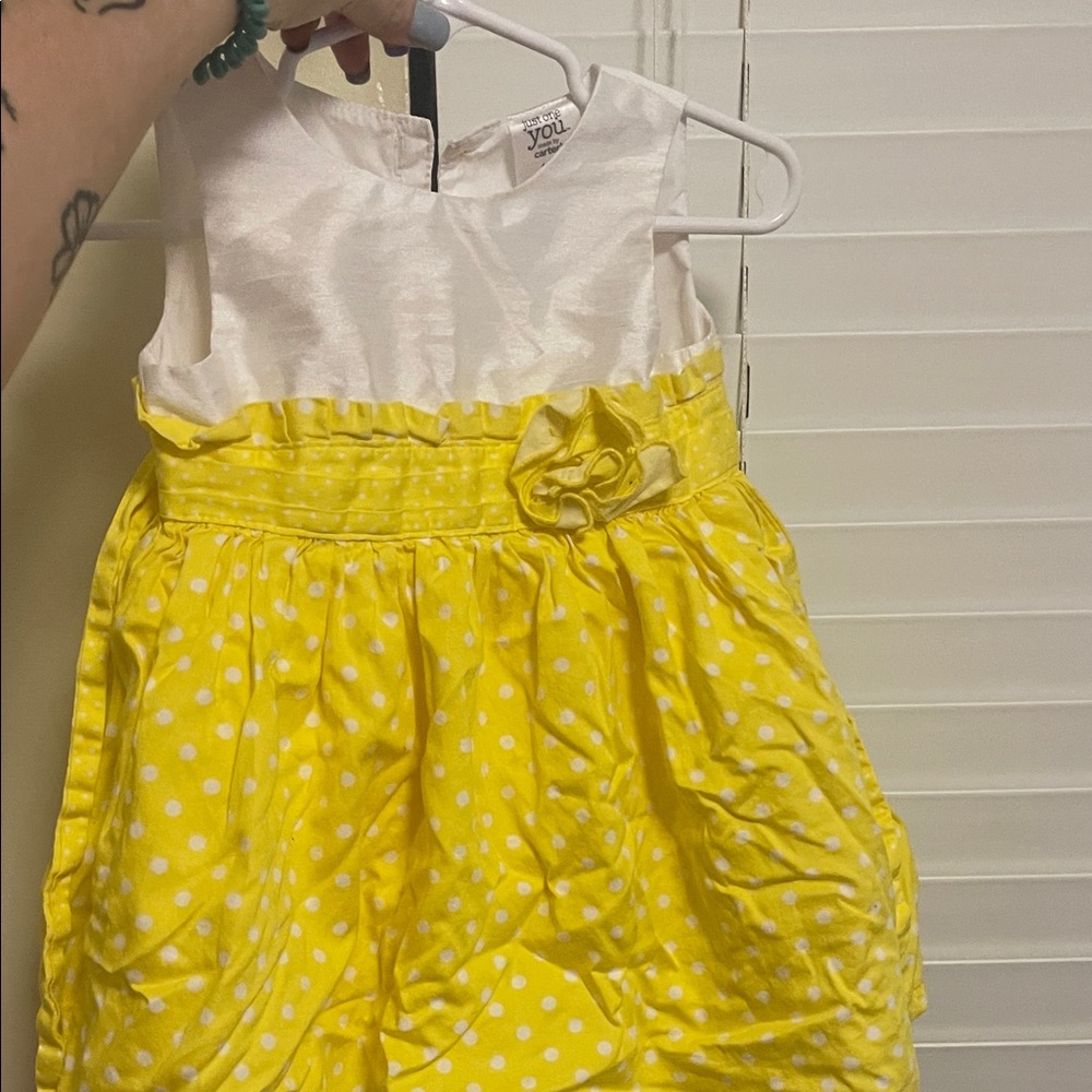 Carter's White and Yellow Polka Dot Dress